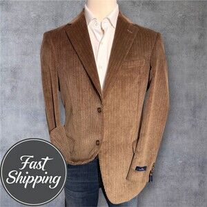 Dockers Men's Blazer 40R Cotton Corduroy Sport Coat 2-Button Jacket Brown